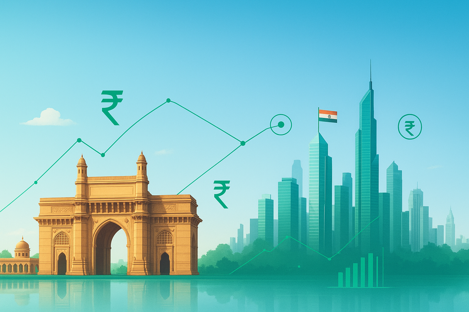 NRI Services - India Gate with modern cityscape